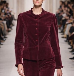 Vintage 70s Couture Aristocrtic Grunge Victorian Velvet Burgundy Cropped Jacket